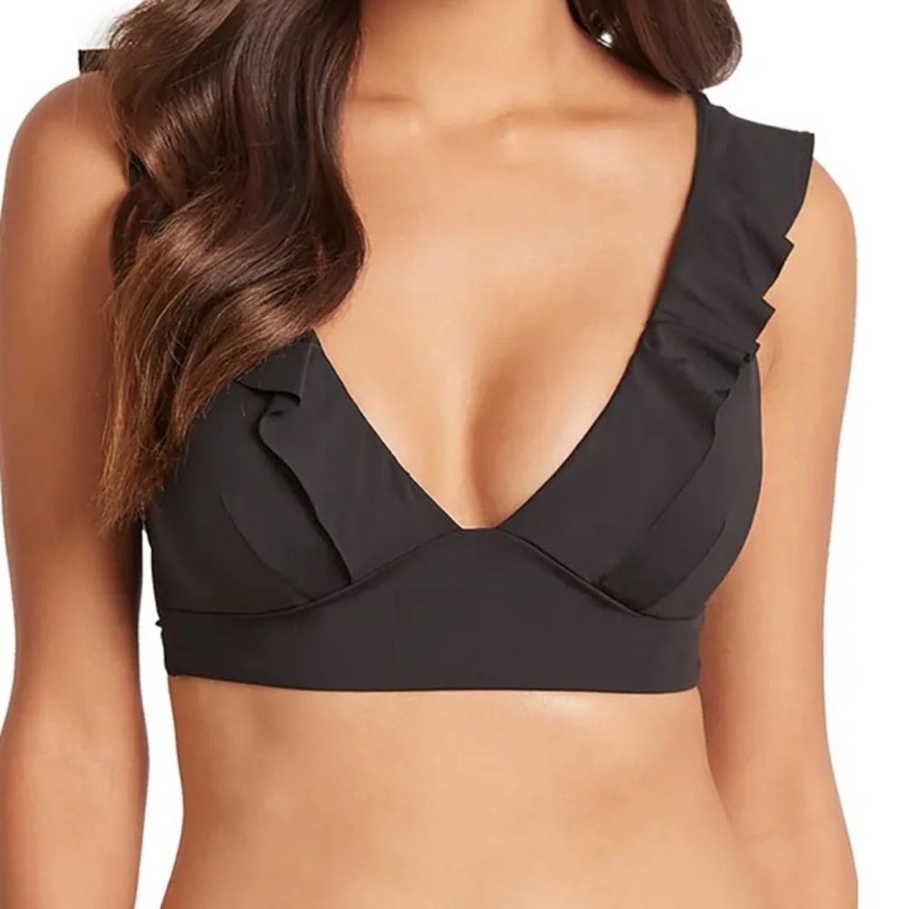 Sea Level Australia Black Frill Bikini Top NWT